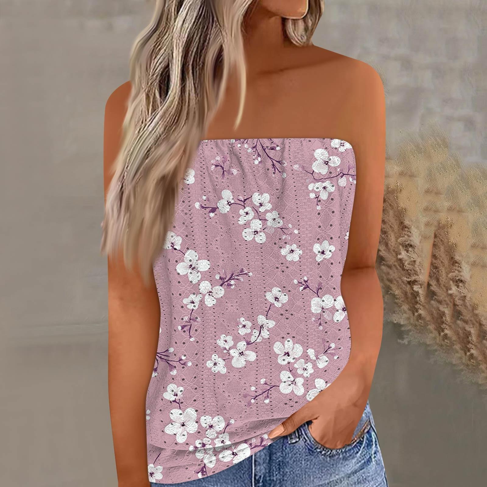 

Укороченные топы для женщин, сексуальные летние майки-трубы без рукавов с принтом, майка-рубашка, жилет L розовый