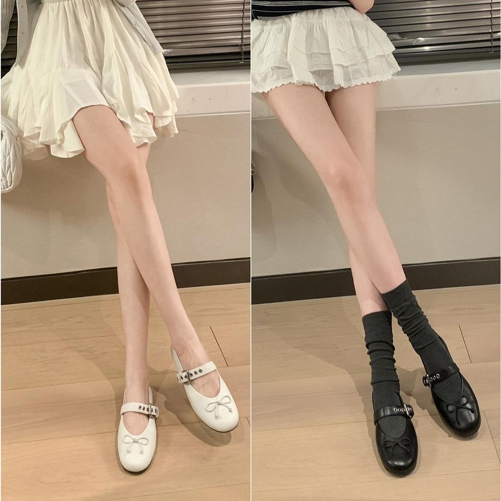 [Shei Su Yinyin] Chic girl~ bow lambskin flat ballet shoes single shoes women's Mary Jane shoes