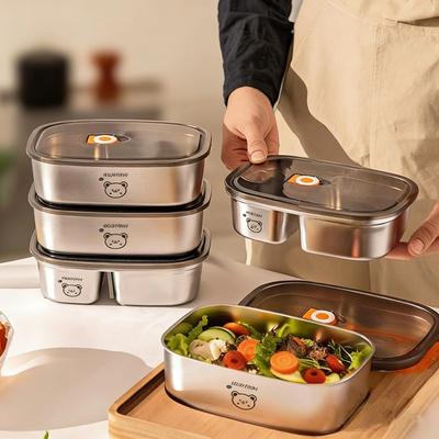  Large Capacity Lunch Box Microwave Safe Leak-proof Portable 304 Stainless Steel Food Container For Students Adult