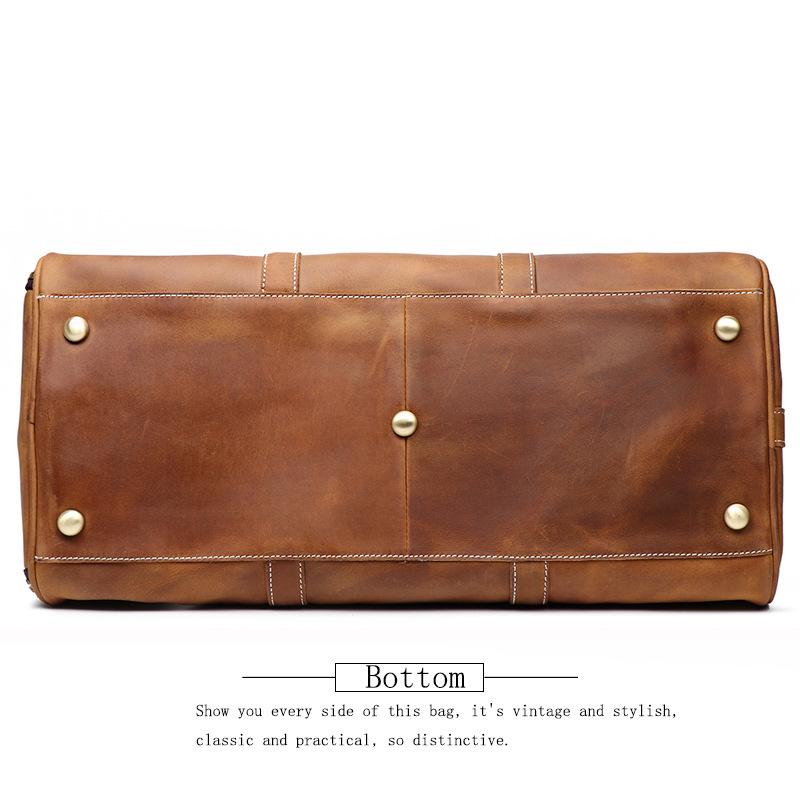 New Men's Genuine Leather Handheld Travel Bag, Crazy Horse Leather Single Shoulder Crossbody Bag, Women's Business Travel Luggage Bag