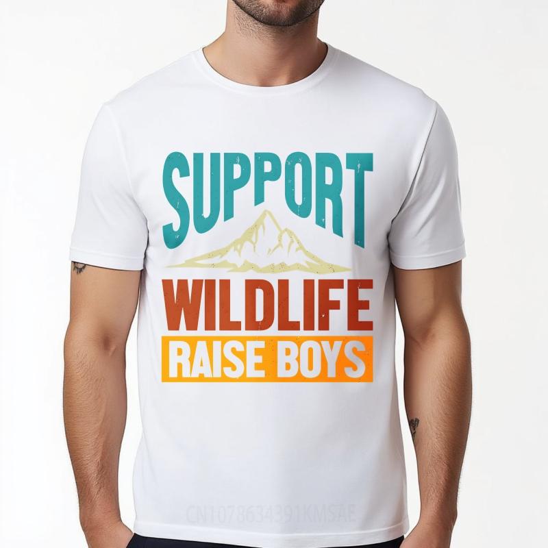 Unisex Summer Women tshirt Support Wildlife Raise Boys Mountain Design Short Sleeve Travel O Neck Tees Cotton Tshirt For Men