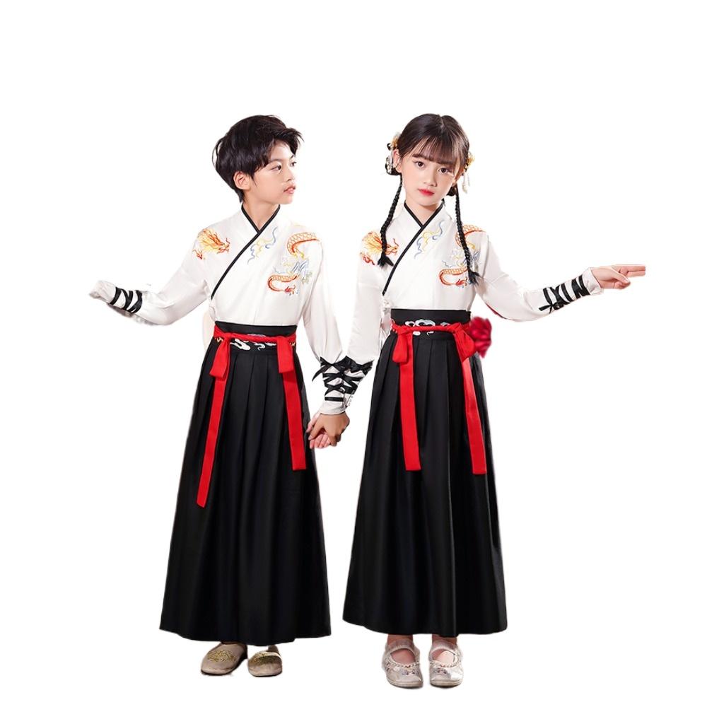 Dance Wear Cosplay Costumes Kung Fu Party Children's Clothing Ethnic Style Vintage Kids Clothes Girls Dress Boy Hanfu Stage