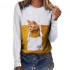 Women's Long Sleeved T-shirt Cat Case Digital 3D Printing Women's Street Sports T-shirt Top Cat T-Shirts