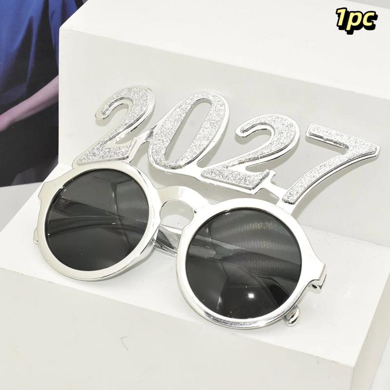 2027 Number Eyeglasses Happy New Year Glasses Diamond Glitter Sunglasses Cosplay Prop Xmas Party Decoration Funny Glasses