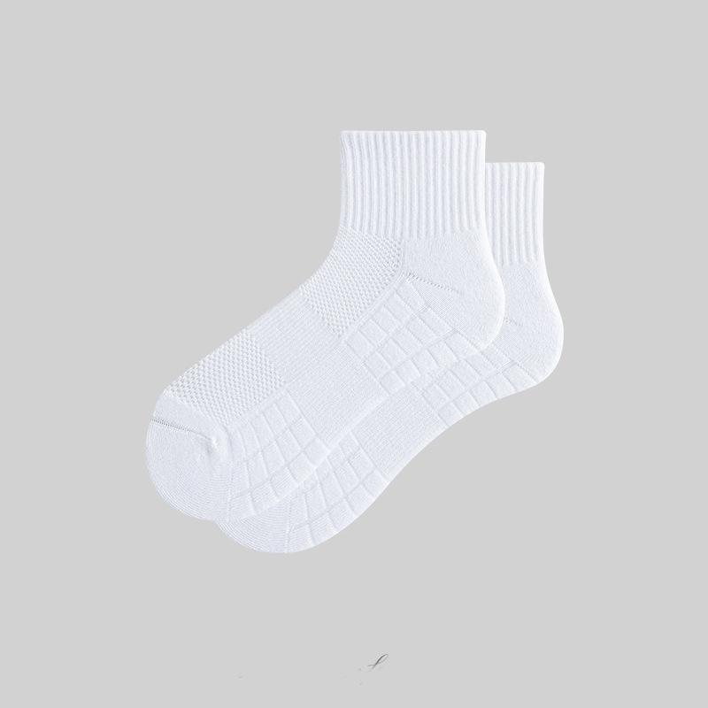 Men's Mid-Calf Terry Cotton Sports Socks - Spring/Summer Running & Basketball, Shock-Absorbing, Thickened, Long-Length