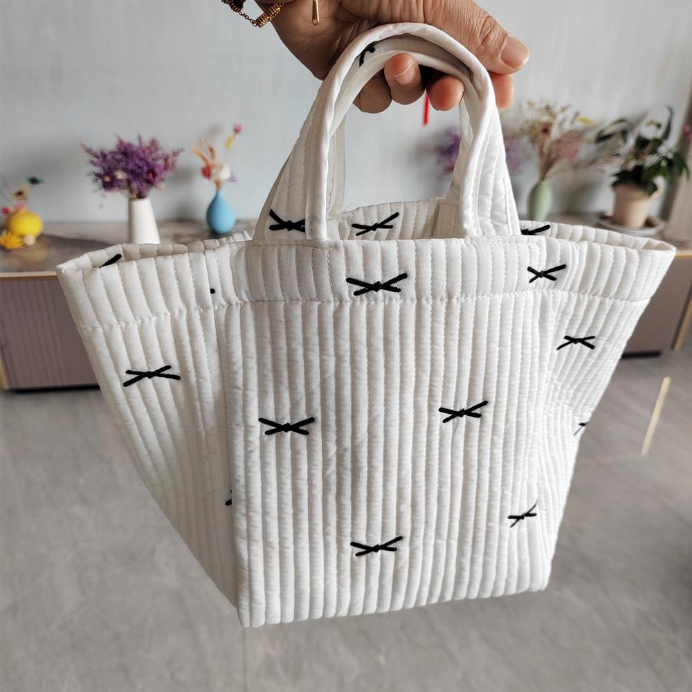 Butterfly Embroidered Quilted Diaper Tote: Large Capacity Mommy & Baby Stroller Organizer