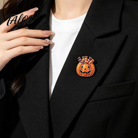 Halloween Clothing Accessory Pumpkin Candy Bowl Brooch, Rhinestone Women Accessories Holder Lapel Pin, Costume Jewelry Sparkling Pin