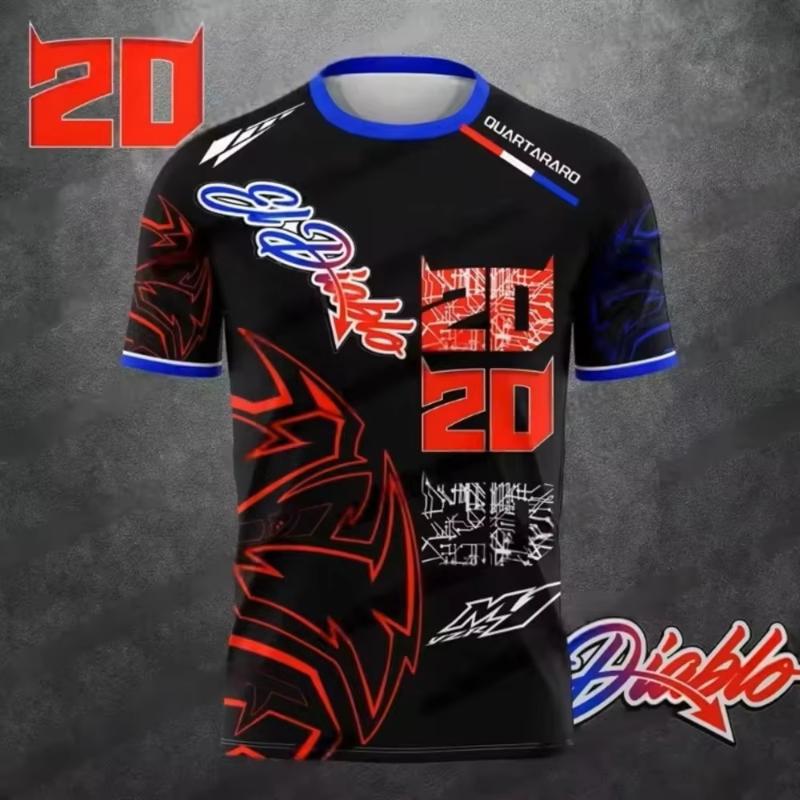 Fabio Quartararo 20 Fan T-Shirt El Diablo Moto Rider Graphic Tee 3D Print Unisex Casual Summer Short Sleeve