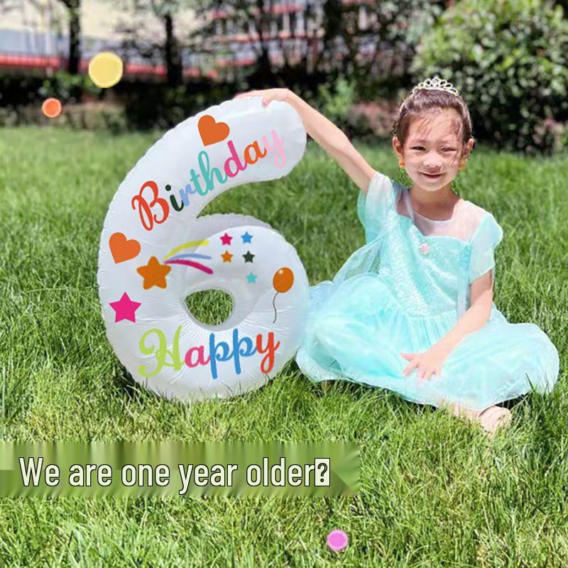 32-Inch White Birthday Number Balloon - Aluminum Film Party & Photo Prop for One-Year-Olds