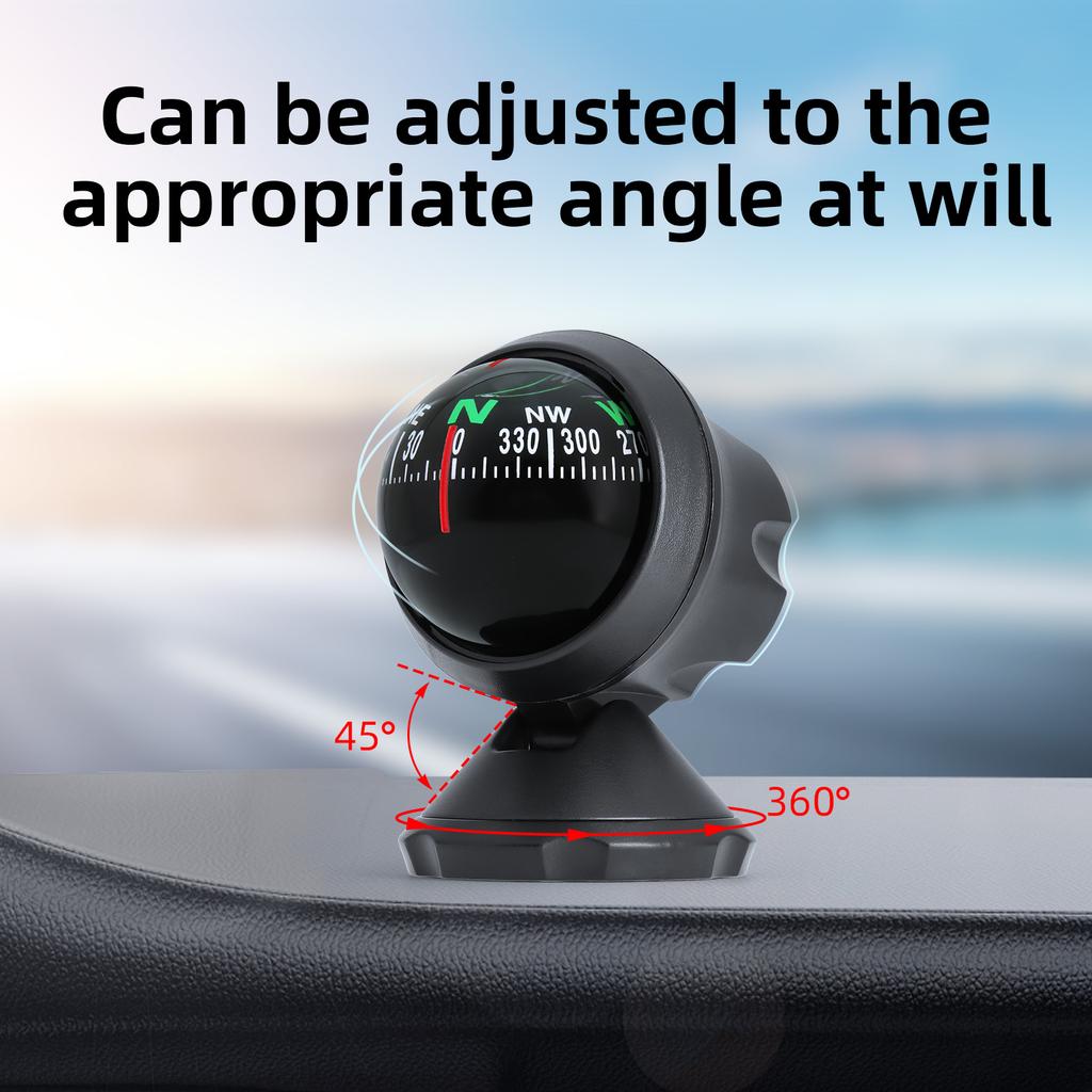 AD Mini Car Navigation Compass 360 ° Rotary Adjustable Spherical Dashboard Guide Compass For Boat Vehicle Car Ball Compass
