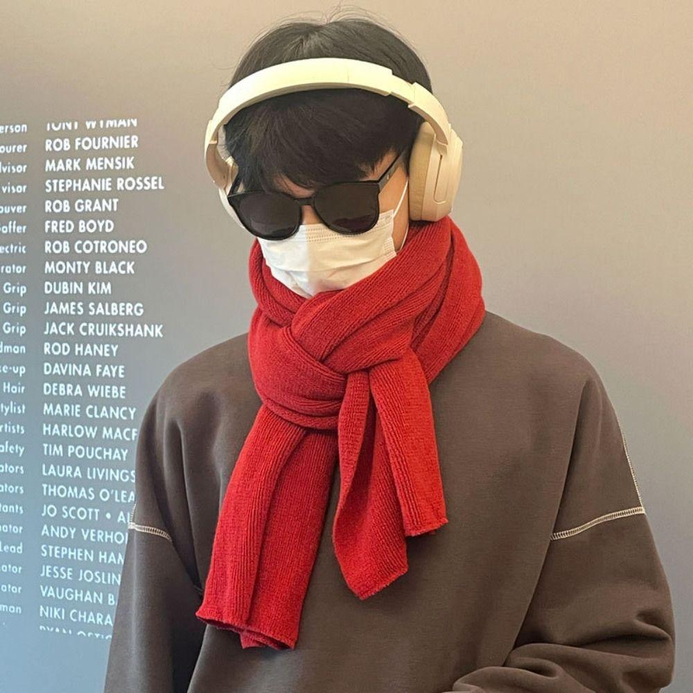 Soft Winter Cashmere Scarf Solid Color Coldproof Scarf Casual Men Wool Scarf  Gifts