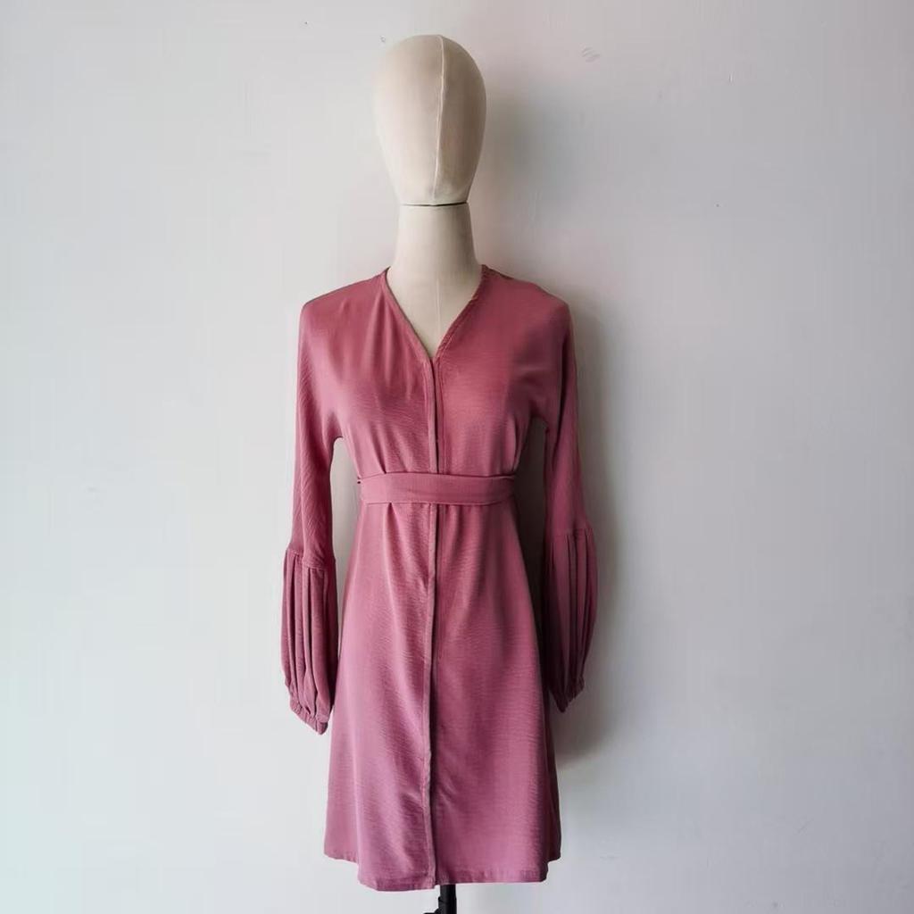 Yiduo Duo Girls' Wavy Lantern Sleeve Pleated Cardigan Dress - YT1023