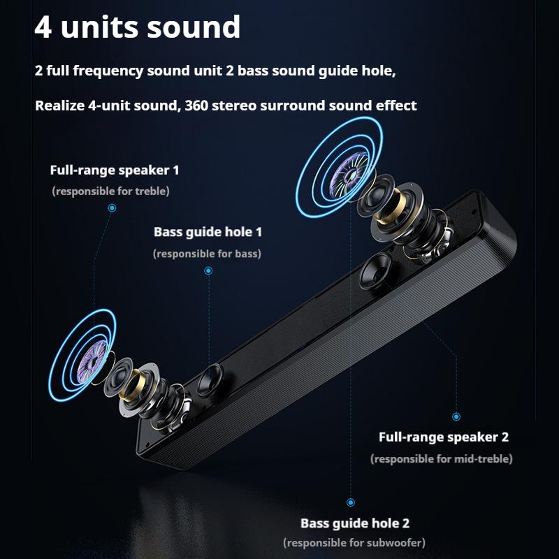 Mini Portable Subwoofer Bass Cool Light Wired Bluetooth Speaker Surround Sound Family Party Karaoke Speakers For Cellphne/PC/TV