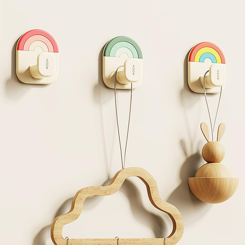 3Pcs Multicolored Wall Hooks Heavy Duty Removable Hangers for Keys Towels Bathroom Organization Accessories