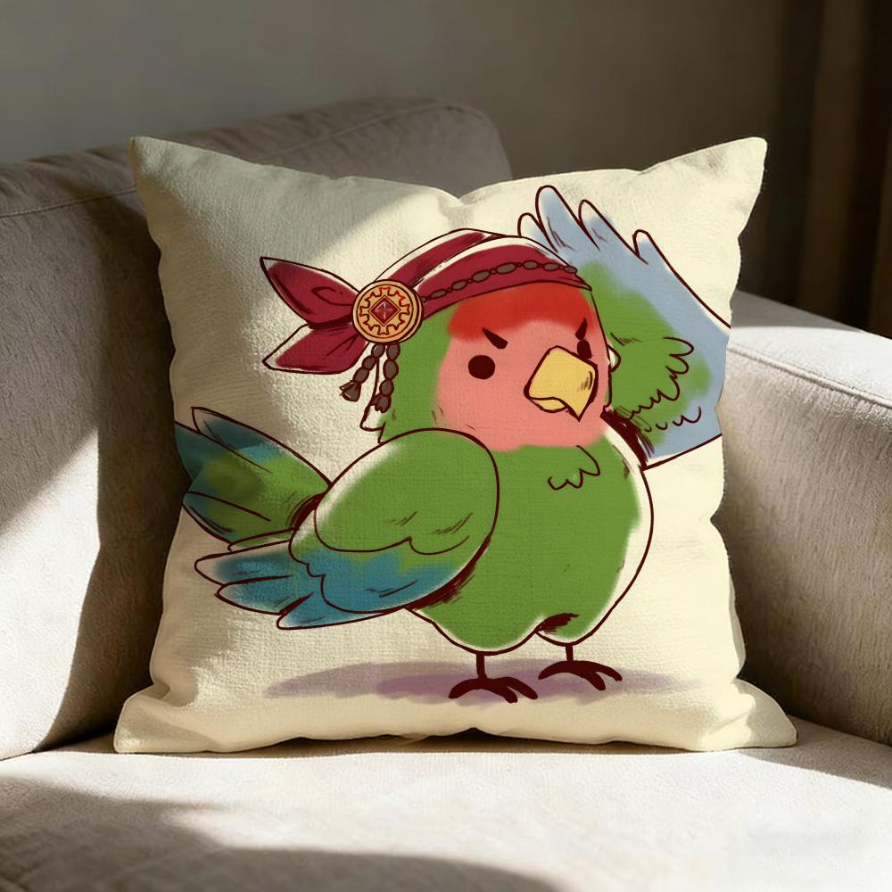 Art Pirate Parrot Pillow Case Linen Pillow Covers Cover For Couch Living Room Bench Patio Floor Linen Home Decor