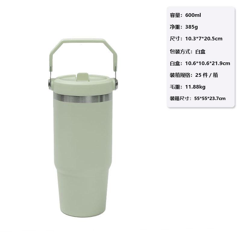 New 20Oz Vacuum Stainless Steel Thermos Cup, Portable Handle Car Cup, Water Cup With Straw