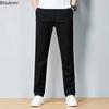 Frühling Herbst männer Mittlere Taille Taste Zipper Lange Hosen Tasche Solide Gerade Anzug Hosen Mode Warme Casual Hosen für männer