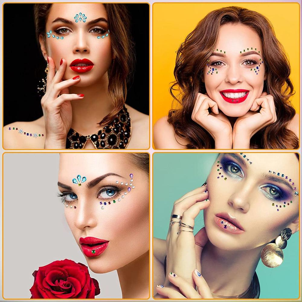 Pearls Festival Makeup Decoration Face Body Colored  Rhinestone Stickers Jewelry Stickers