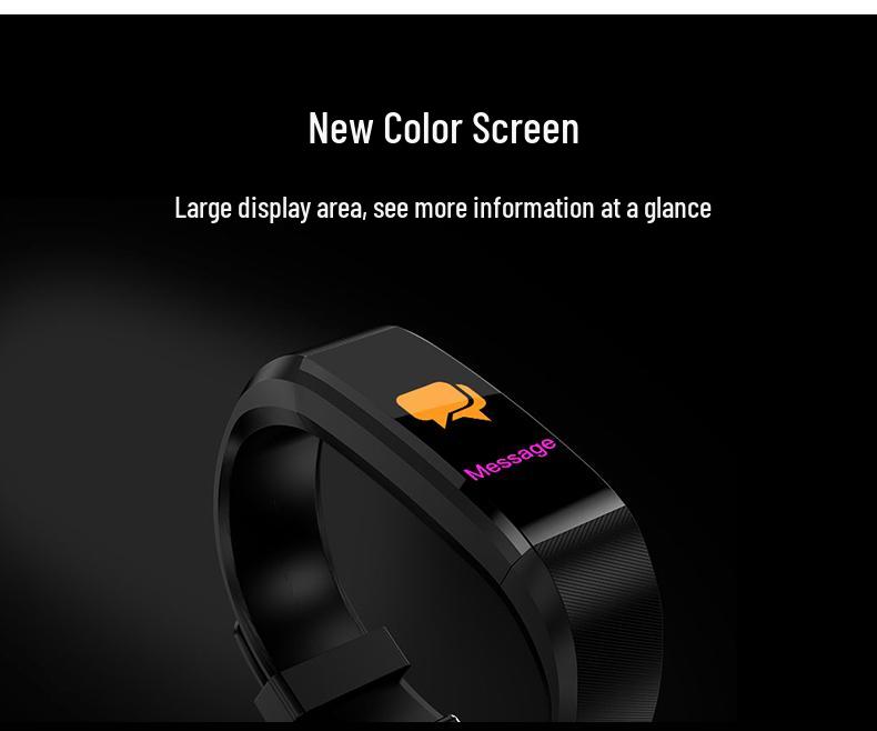 115Plus Wasserdichtes Bluetooth Smart Armband - Herzfrequenz-, Blutsauerstoff-, Blutdruckmessgerät für Erwachsene