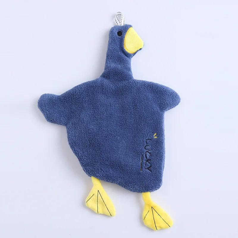 Duck Shape Cartoon Hand Towel Coral Velvet Absorbent Hanging Towel Soft Cute Children's Hand Towel Table Cleaning Kitchen Cloth