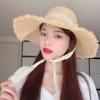 New Spring and Summer Small Fresh Foldable Raffia Woven Straw Hat Beach Big Brim Sunscreen Visor Rough Edge