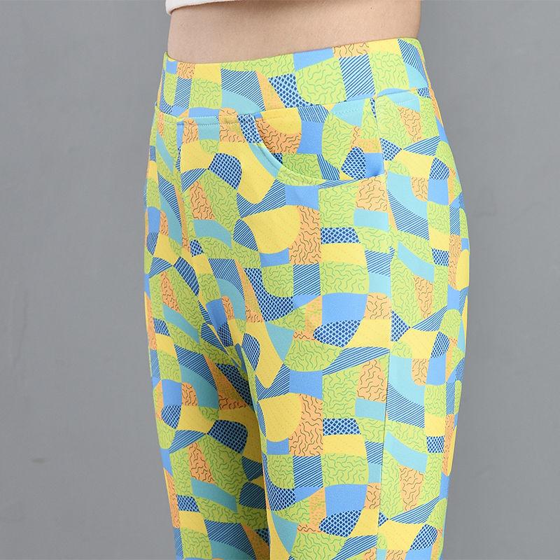 

Chic 2024 Slimming Floral Women s Summer Pants L under 55kg цветочный/зелёный