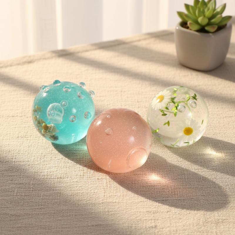 1Pcs Cute Hi Anti Stress Fidget Toys Soft Simulated Transparent Ball Maltose Toy Quick-Rebound Decompression Toy