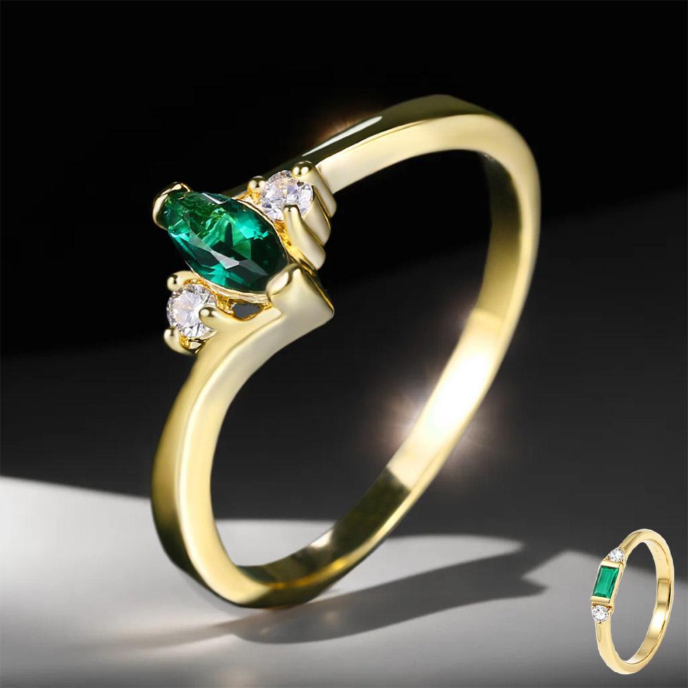 Nuovi Anelli Romantici Delicati Per Donna Cristallo Verde Zirconia Cubica Colore Oro Matrimonio Fidanzamento Anello da Donna Gioielli di Moda