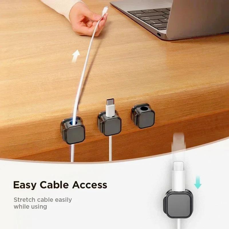 6 PCS Magnetic Cable Clip Cable Holder Adhesive Wire Keeper Cord Cable Organizer for Home Office Under Desk Management