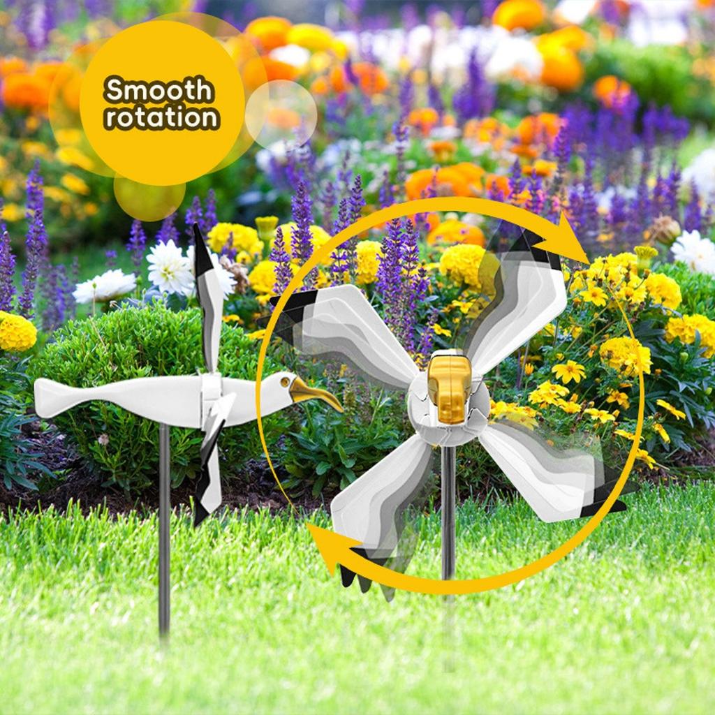 Outdoor Seagull Windmill Personalized Garden Lawns Plastic Seagull Shaped Decorative Plugin