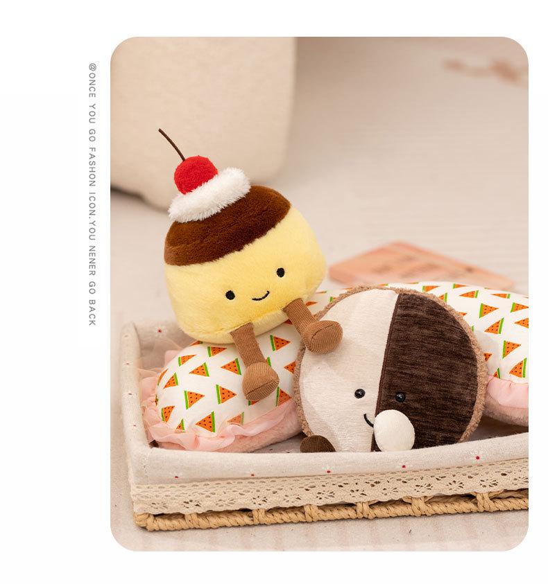 Hobby Dessert Plush Toy Set: Butterfly Pastry, Pudding Doll, and Biscuits Ornaments for Tea Time or Photo Props.