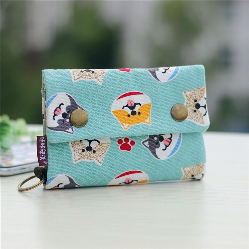 Print Maneki Neko Wallet Portable Zipper Short Wallet Multifunctional Canvas Coin Purse  Women