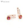 Trendy Colorful Round Crystal Drop Earrings For Women Rose Gold Color Jewelry Stylish Eardrop Gift