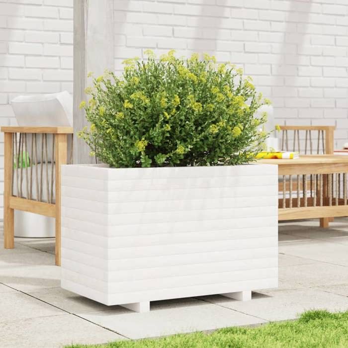 VidaXL Planter White 70x40x49.5 Cm Solid Pine Wood, Outdoor Planter, Flower Box, Plant Box, Planter 847369