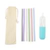6PCS Openable Straws Silicone 9.8in Snap Washable Reusable Easy To Clean with Storage Box Bag