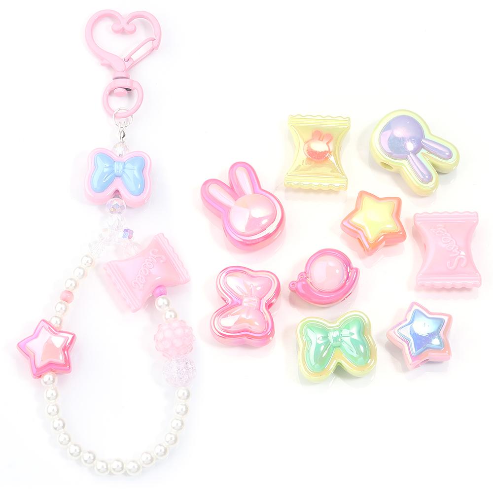 10pcs/Lot AB Colors Acrylic Beads for Jewelry Making Candy Butterfly Tie Star Beads Loose Spacer Beads DIY Bracelet Keychains