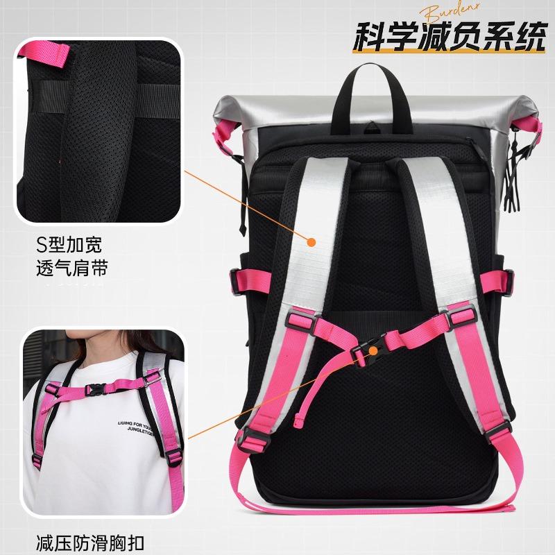 Roll-up backpack, premium sense, portable business trip backpack, women's waterproof large-capacity laptop bag