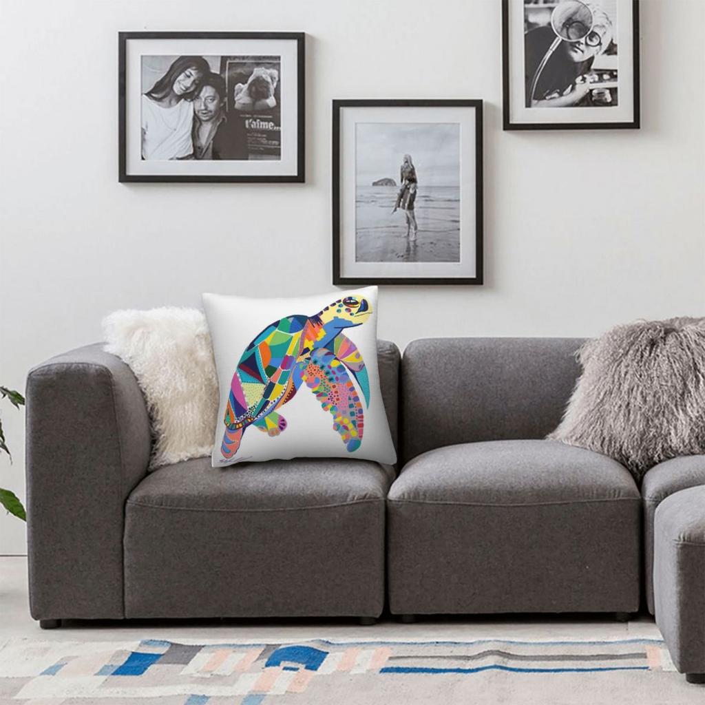 Phychadelic Turtle Square Pillowcase Polyester Linen Velvet Creative Zip Decorative Pillow Case Home Cushion Cover
