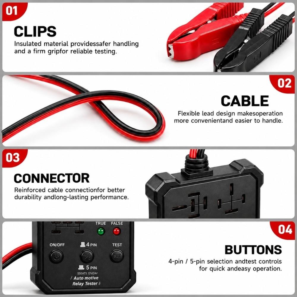 12V Relay Tester LED Indicator Relay Detector Durable Auto Relay Checker Vehicle Maintain