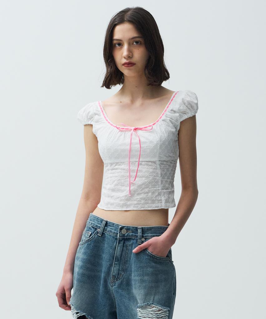 MIDNIGHT MOVE Vt Lace Top (White)