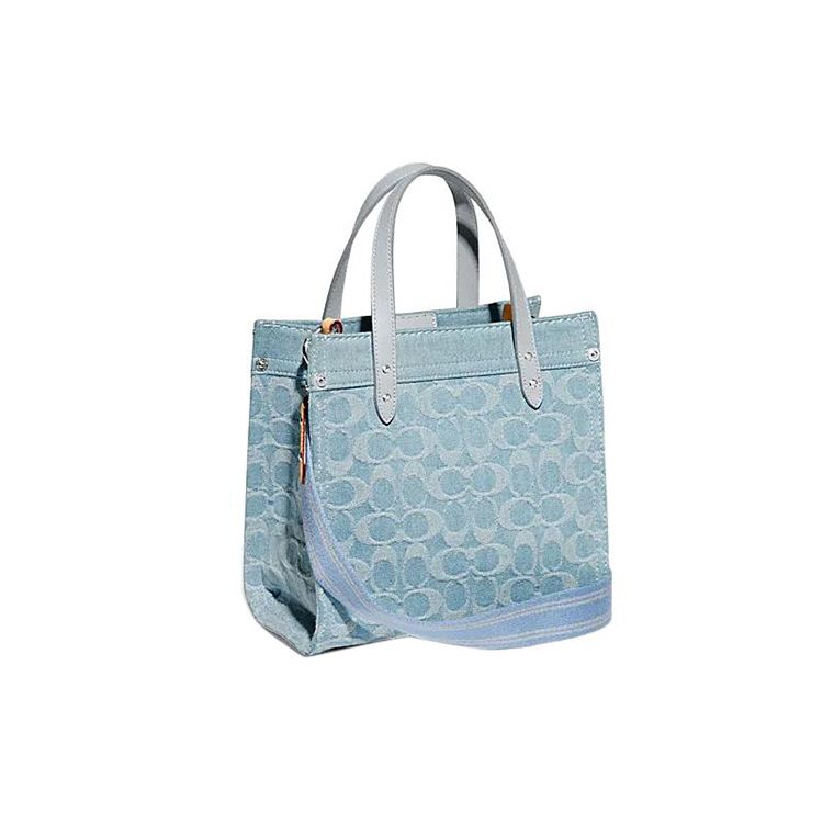 Coach Field 22 Solid Color Zipper Classic Monogram Fabric Tote Bag Women Tote Blue CJ853-LHPBU
