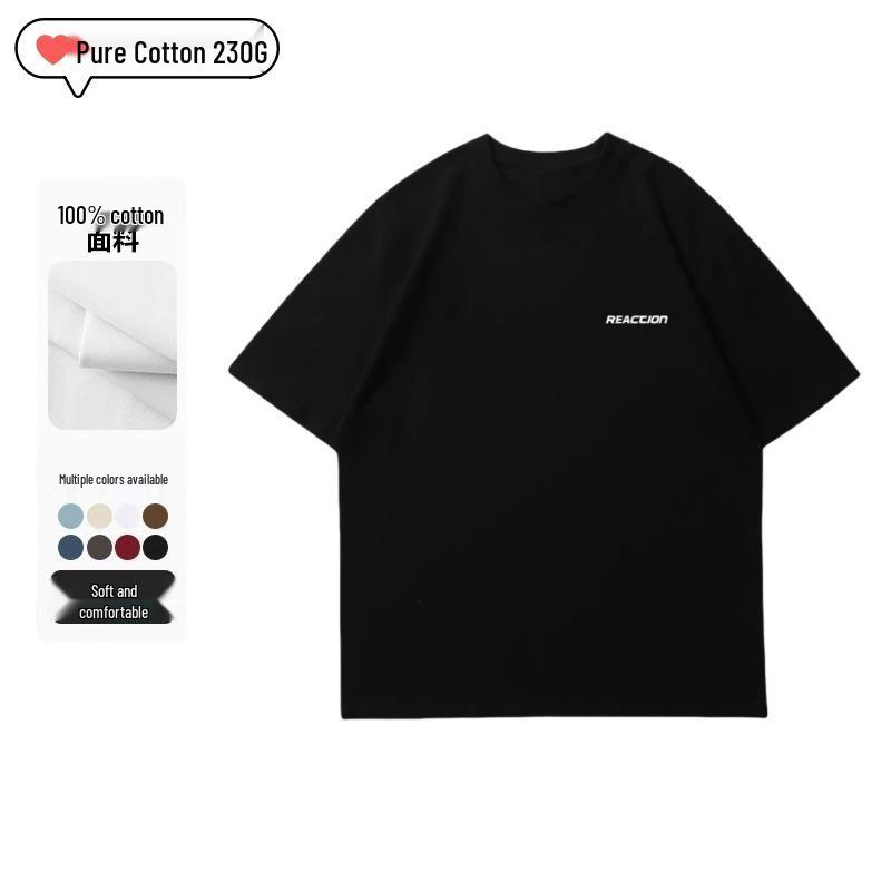 Wang Jiaer Style Heavyweight 280G Pure Cotton Men s Summer T-Shirt - American Trendy Brand 4XL (185-200 jin) чёрный