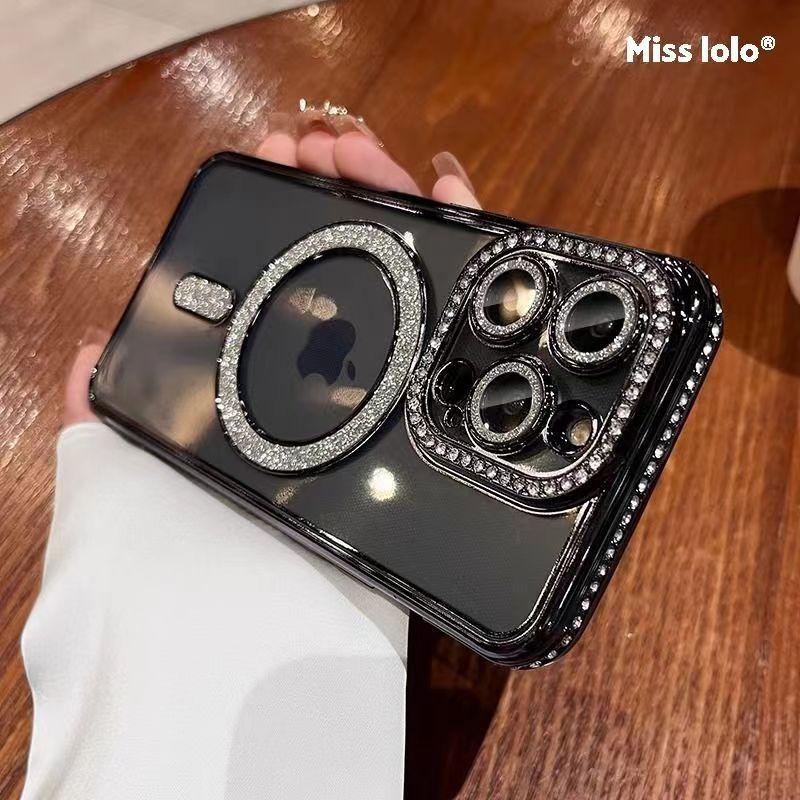 For IPhone 16 Phone Case for Apple 15promax Glitter Magnetic Suction 13 Electroplated Glitter Diamond 14 Light Luxury Protective Case