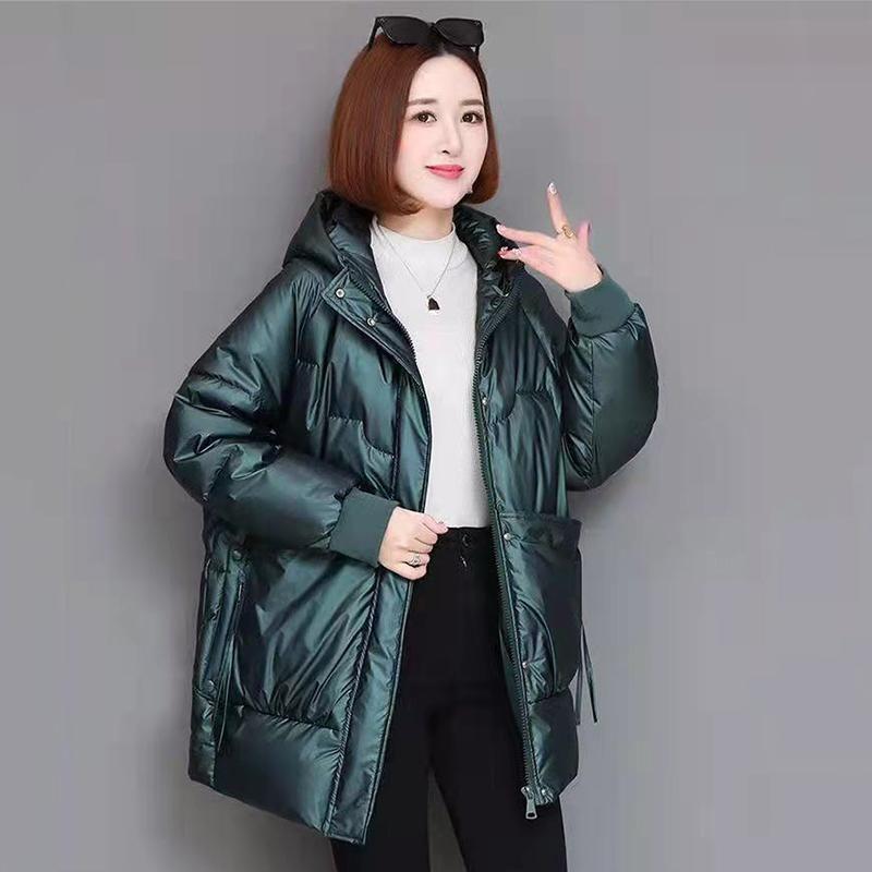 Women's Winter Causal Solid Color Warm Jacket, Women's Hooded Casual Medium To Long Jacket