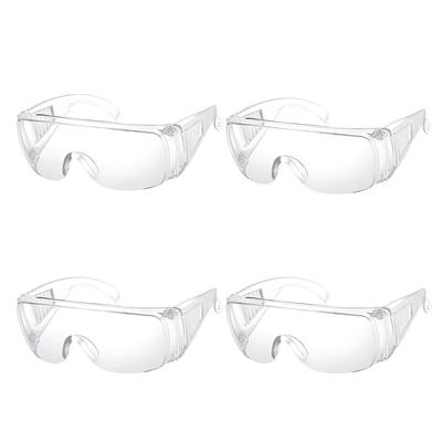 East Leaf Safety Eyewear Goggles, Work Goggles, Anti-Fog, Transparent, Lightweight, UV Protection, CE Certified (Set of 4)