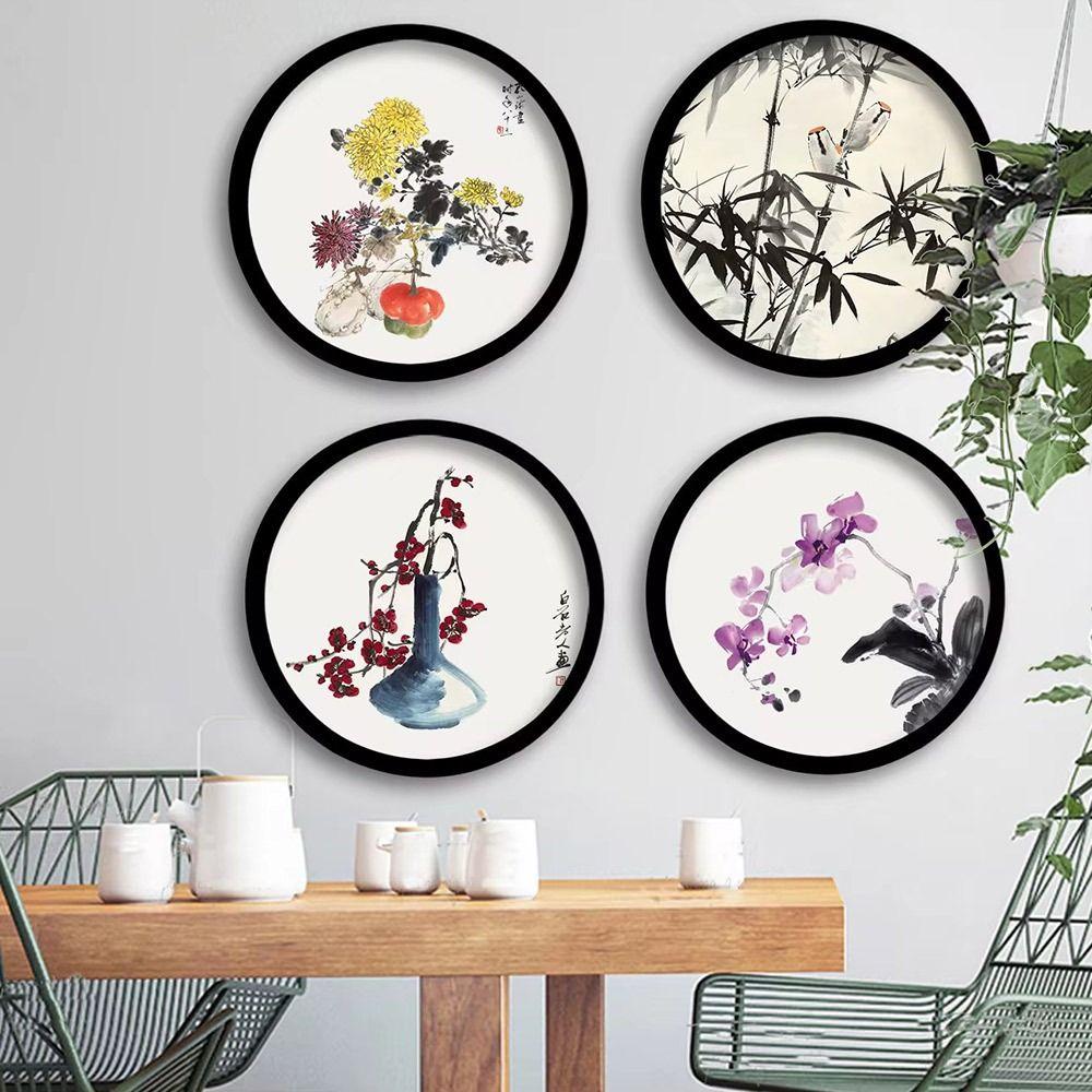Wooden Round Picture Frames Wall Mounted Round Photo Frame Murale Wall Hanging Picture Holder