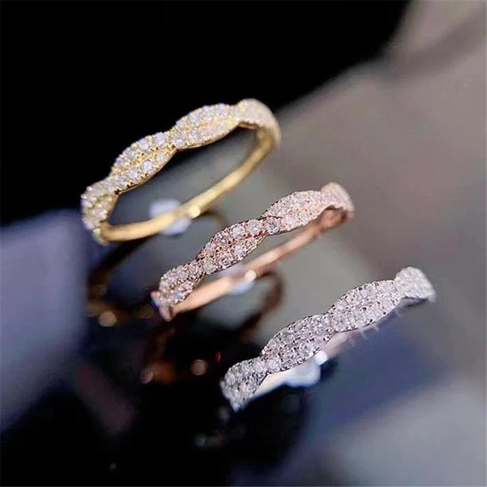 Luxury Female White Zircon Stone Ring Yellow Gold Silver Color Elegant Gift Wedding Jewelry For Women