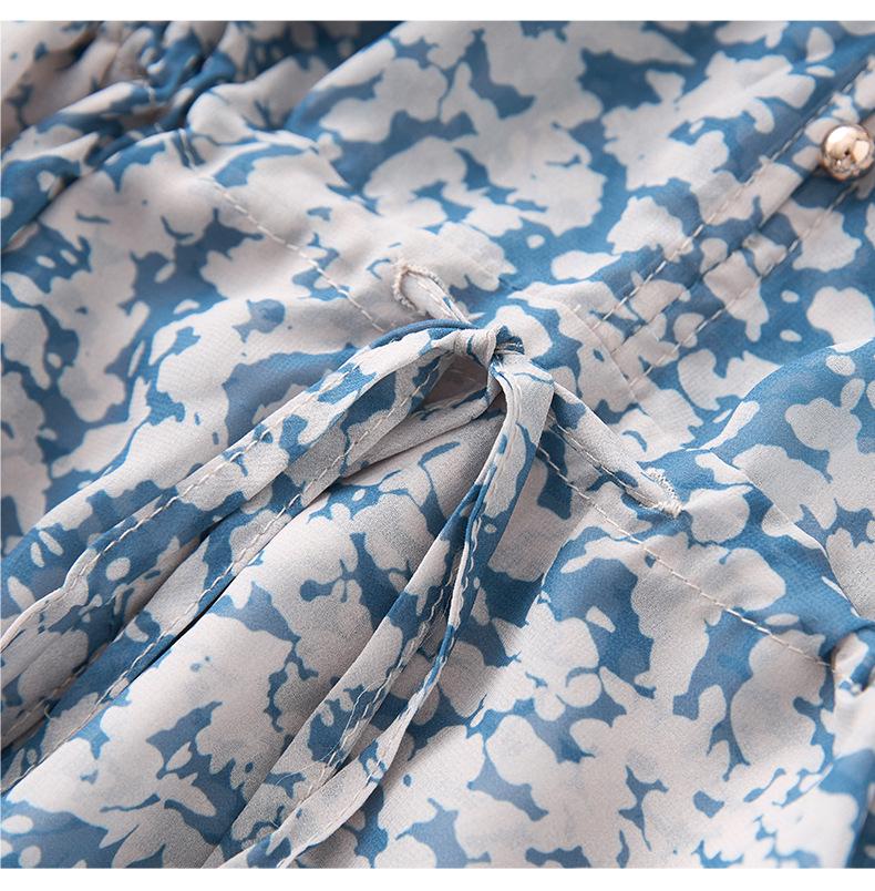 High-Quality French Waist-Slimming Double Crepe Chiffon Dress for Women - Summer Style