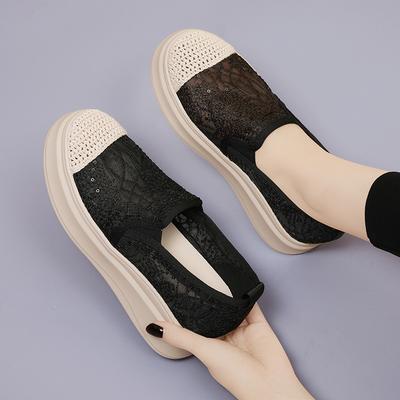 Dicksohlige Fischer-Schuhe Ein-Pedal Damen Sommer Neu Netz atmungsaktiv vielseitig lässig Mode bequeme Damenschuhe