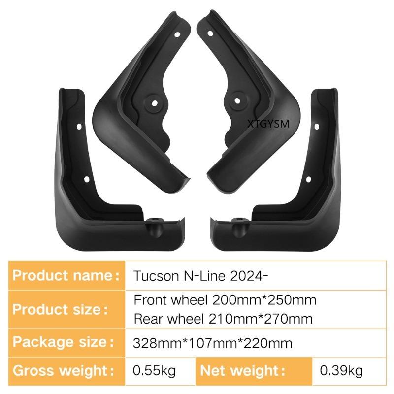 Mudguard Car Accessories for Hyundai Tucson N-Line 2024 Mud Flaps Fender 4PCS Black ABS Splash Guards Set for Fender Mudguard